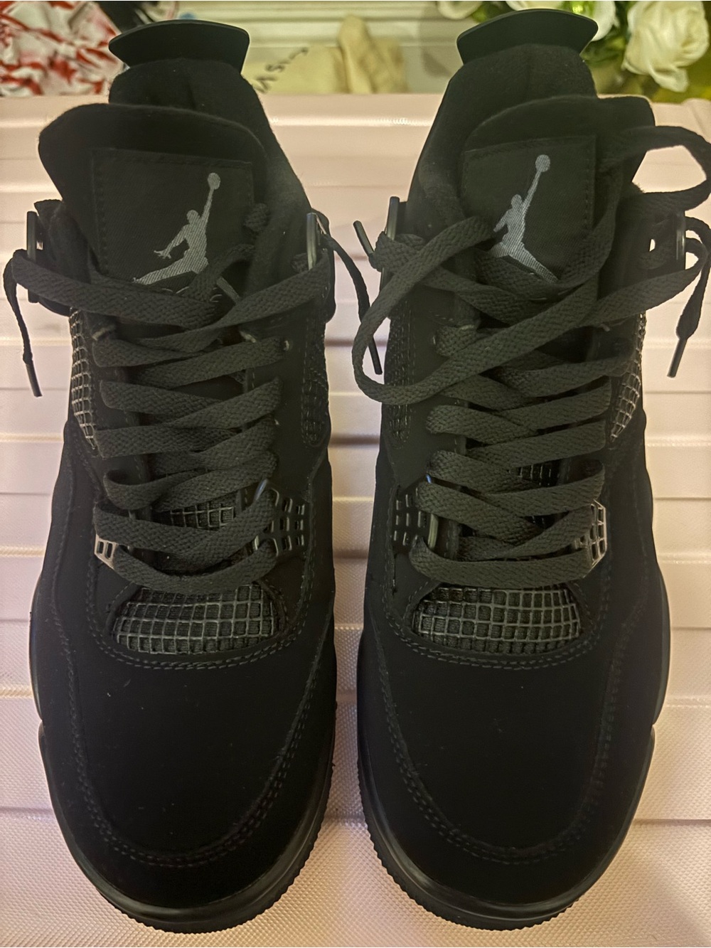 Jordan Men’s Black Retro 4 Basketball Sneakers